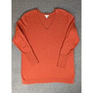 J. Jill Long Sleeve Sweater Tunic Womens Size Large V Neck Burnt Orange Soft